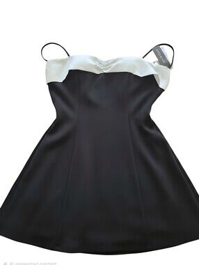 SENI & CADE
Juniors' Contrast-Trim Scuba Crepe Black and White Twist- Mini Dress